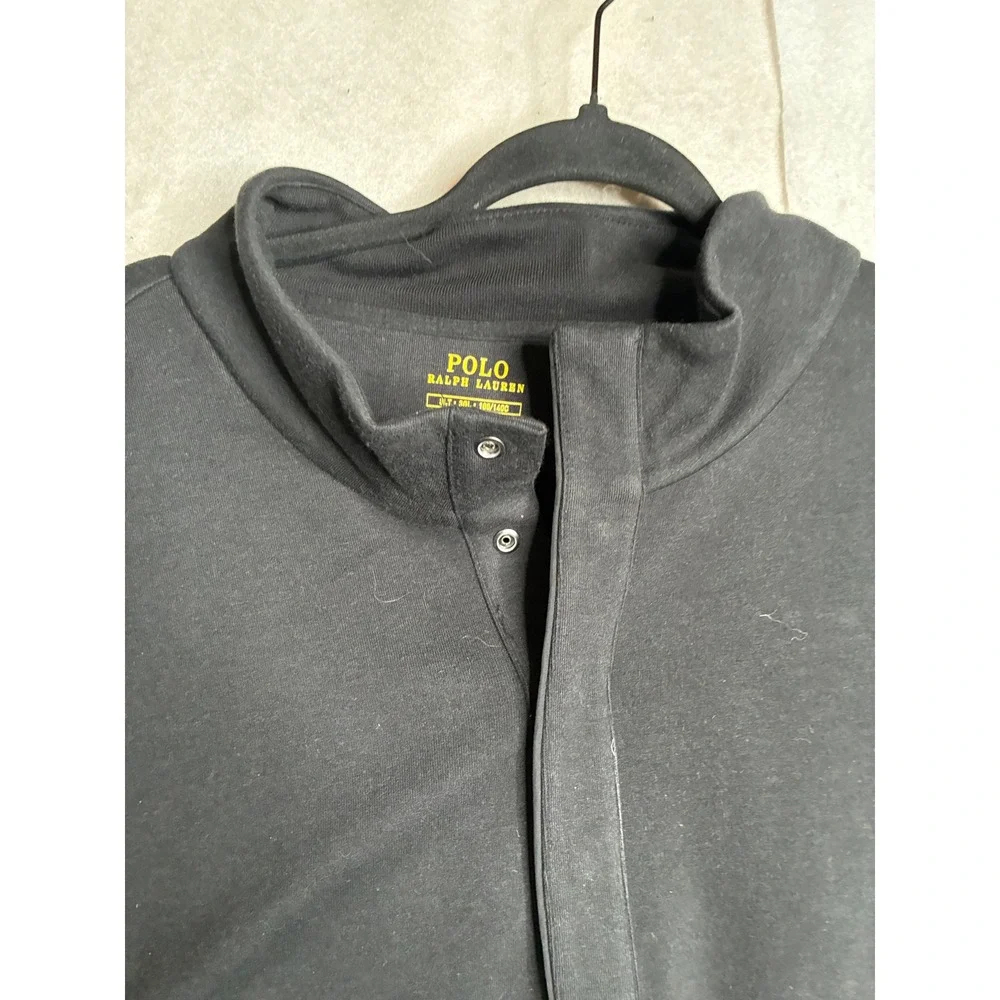 Polo Ralph Lauren Mens Black Mock Neck Snap Pullover Sweatshirt 3LT 3XL Tall